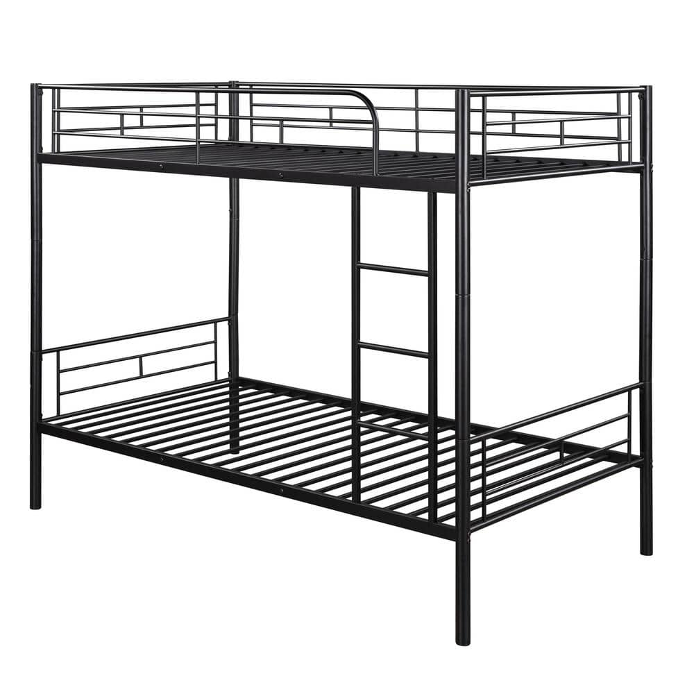 Polibi Black Simple And Durable Twin Over Twin Metal Bunk Bed(78.1 In.L ...