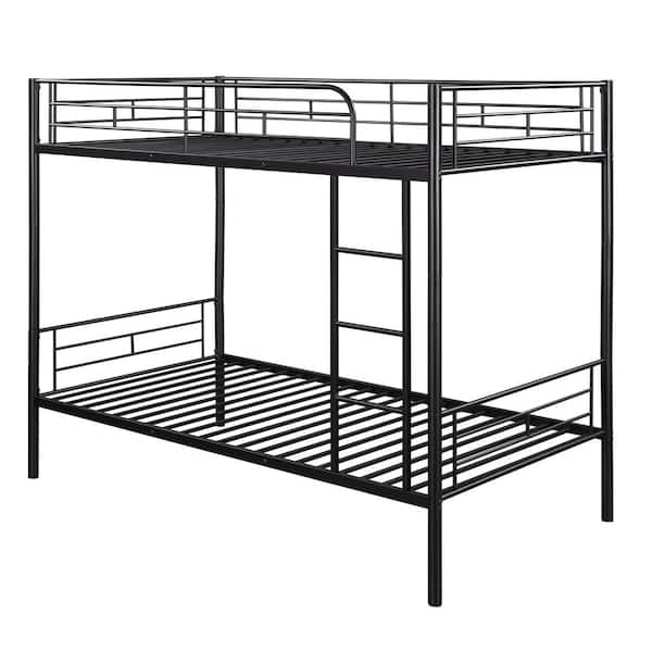 Polibi Black Simple and Durable Twin Over Twin Metal Bunk Bed(78.1 in.L x 41.4 in.W x 65.3 in.H)
