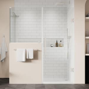 Tampa-Pro 47 7/8 in. W x in. H Rectangular Pivot Frameless Corner Shower Enclosure in SN with Buttress Panel