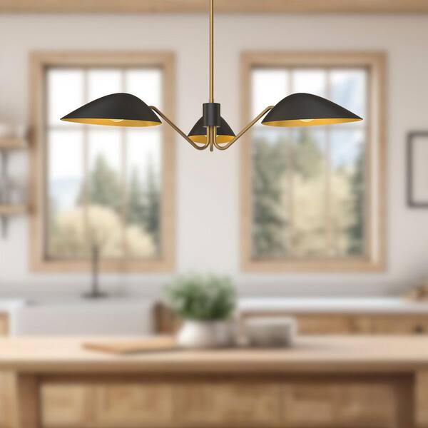ALORA MOOD Oscar 36 in. 3 Light 60-Watt Aged Gold/Matte Black
