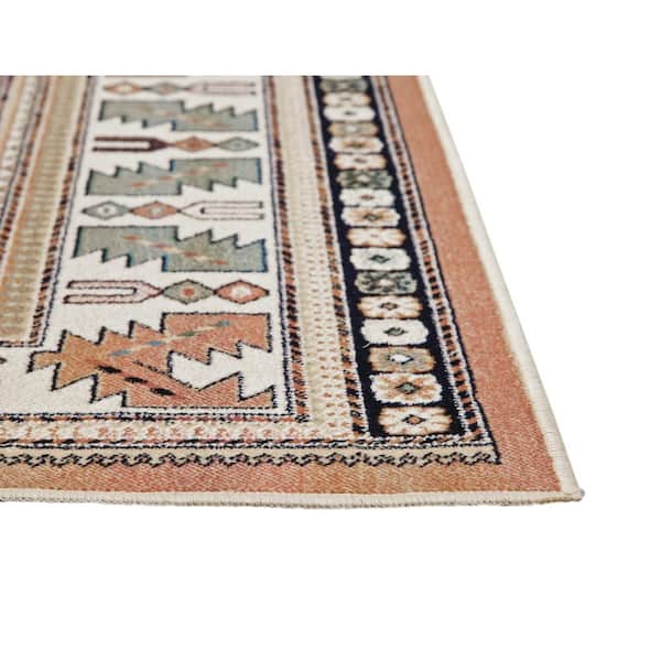 Sonoma Gypsy Rust/Black/Ivory/Aqua 3 ft. 2 in. x 4 ft. 6 in. Medallion Viscose Area Rug
