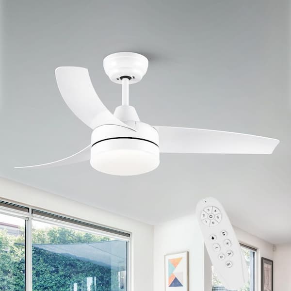 Classic Series 42 in. Smart Indoor White Low Profile 3-Blade Ceiling Fan with Warm Light LED with Remote Included