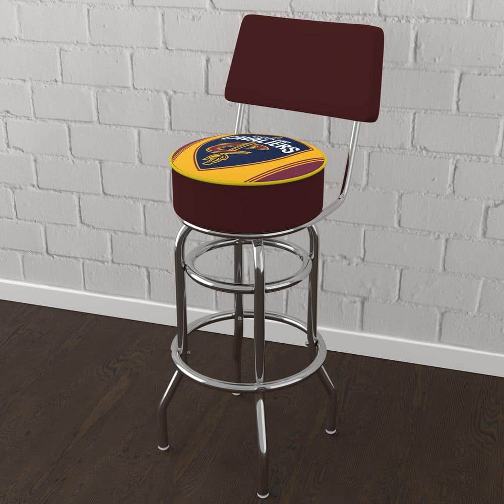 Cleveland Cavaliers Logo 31 in. Yellow Low Back Metal Bar Stool with Vinyl 