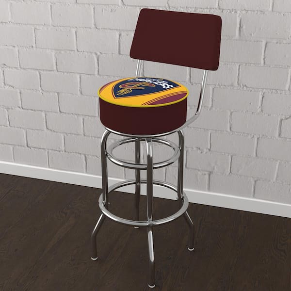 Unbranded Cleveland Cavaliers Logo 31 in. Yellow Low Back Metal Bar Stool with Vinyl Seat