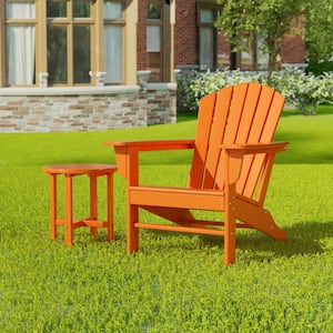 Mason 18 in. Orange Poly Plastic Fade Resistant Outdoor Patio Round Adirondack Side Table