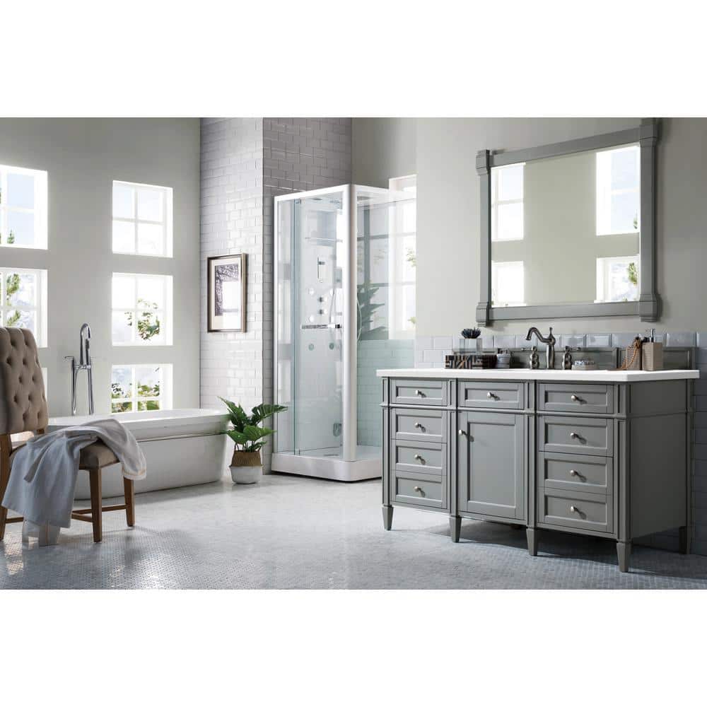 Brittany 60.0 in. W x 23.5 in. D x 34 in. H Bathroom Vanity in Urban Gray with White Zeus Quartz Top price history on PriceWatchPro