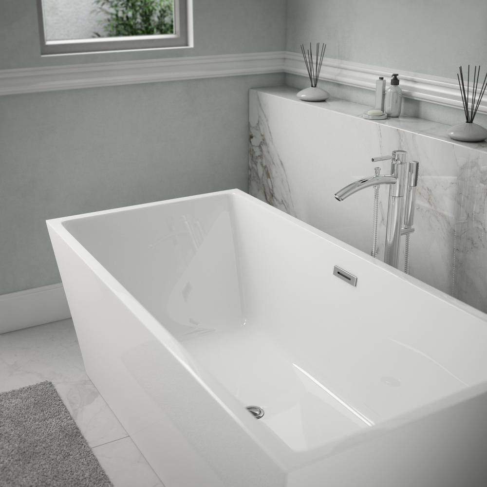 Sara 59'' White Acrylic Freestanding Soaking Bathtub