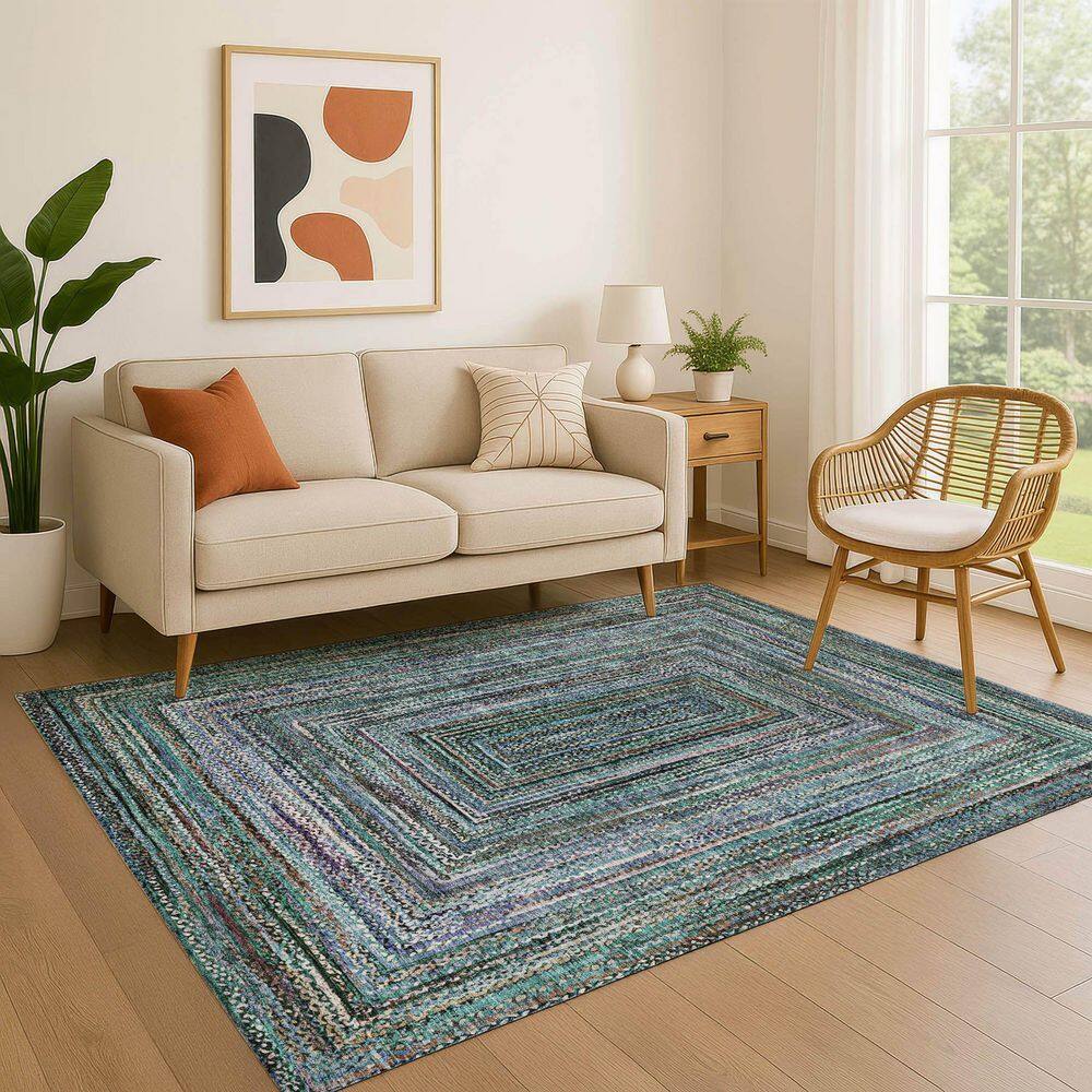Mayfield Premium Machine Washable Abstract AMF1725 Teal 9 ft. x 12 ft. Area Rug price history on PriceWatchPro