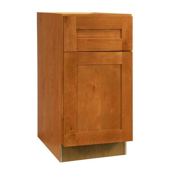 Home Decorators Collection Hargrove Cinnamon Stain Plywood Shaker Assembled Base Kitchen Cabinet 1 rollout Sft Cls L 12 in W x 24 in D x 34.5 in H