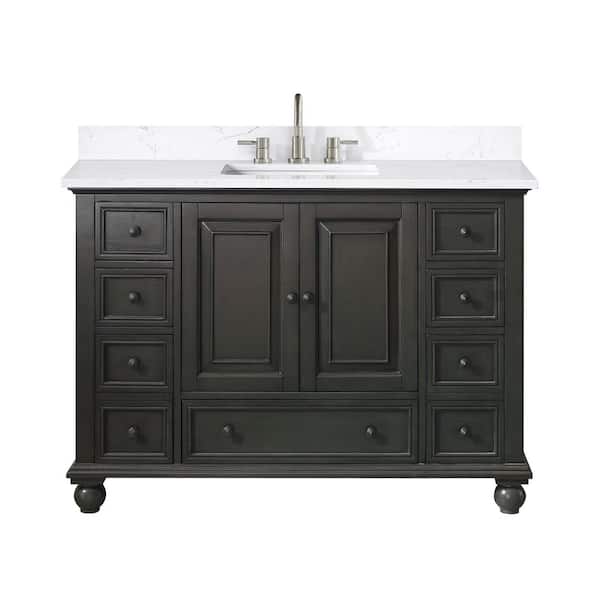 Thompson 49 in. Single Sink Charcoal Glaze Bath Vanity with Cala White Engineered Stone Top