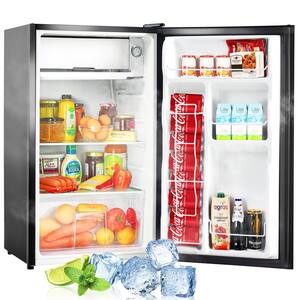 3.2 cu. ft. Black Mini Fridge Compact Refrigerator with Freezer and Reversible Door 5 Temperature Adjustable for Kitchen