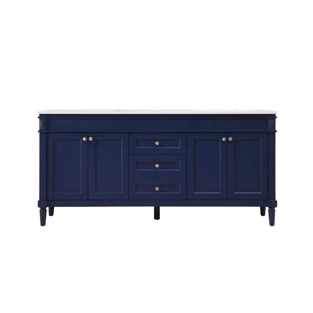 Simply Living 72 in. W x 21 in. D x 35 in. H Bath Vanity in Blue with Ivory