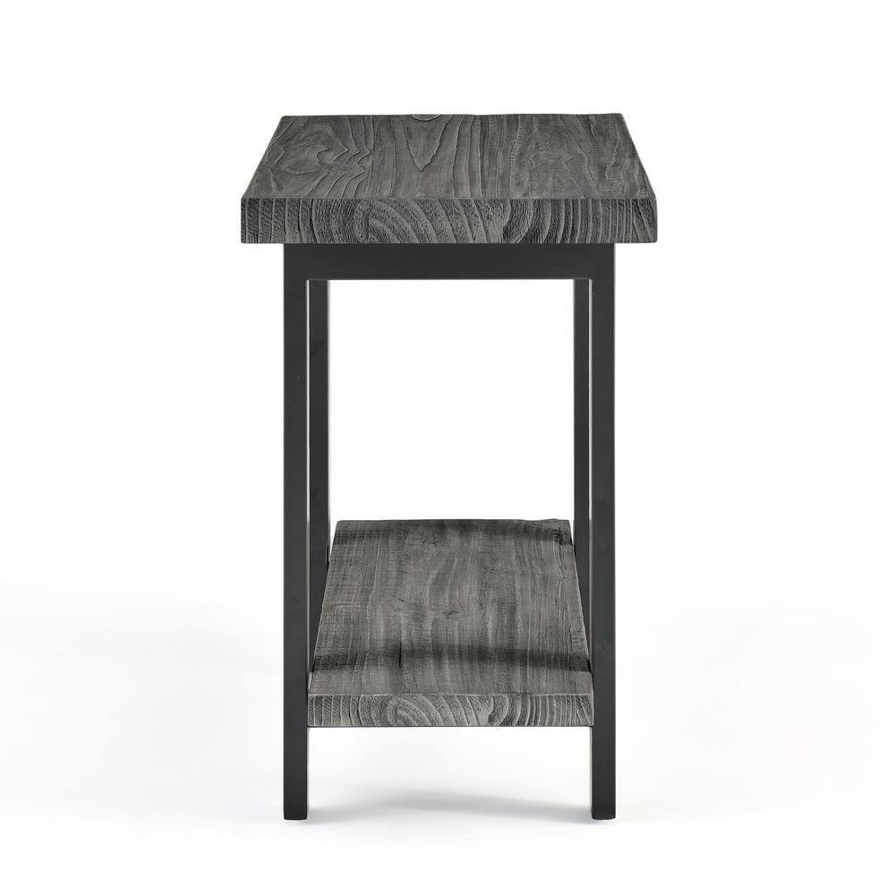 Slate Gray Metal and Reclaimed Wood 2-Tier End Table