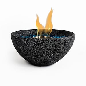Black Portable Concrete Fire Pit Ethanol Fireplace Smokeless Fire Bowl