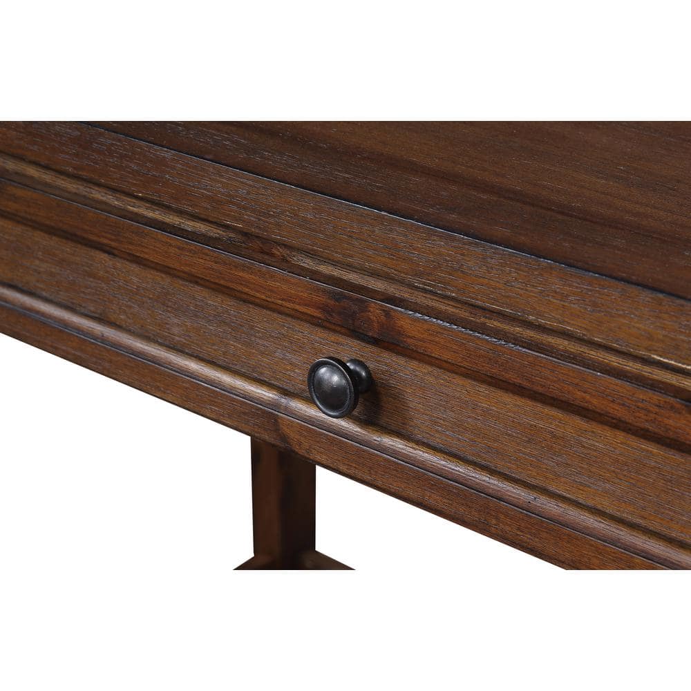 Walnut Brown Rustic Industrial Home Office Desk with 3 Drawers