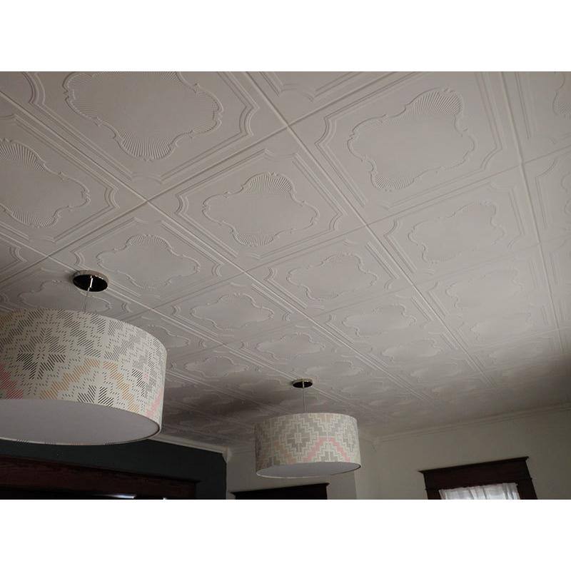 Plain White Polystyrene Glue-Up Ceiling Tile, 19.75" Square