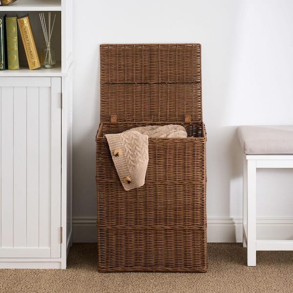 Espresso Brown 14 in. x 22 in. Wicker Resin Decorative Basket