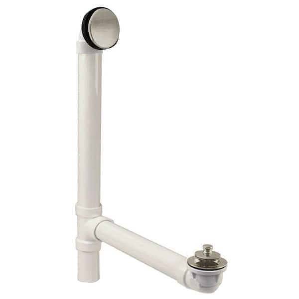 Westbrass Illusionary Overflow 12 in. x 4 in. Sch. 40 PVC Bath Drain Kit in Satin Nickel