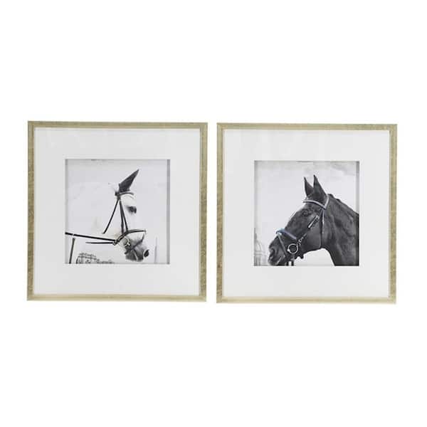 Unbranded (Set of 2) Framed Art Print 22 in. x 22 in.x 1.2 in. Horse Animal Wall Decor Printing