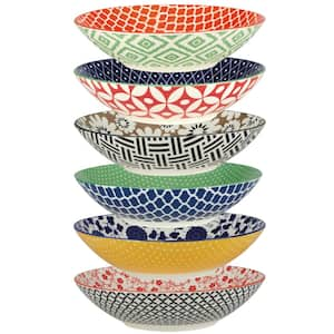 Soho Multicolored Porcelain 9 in. 32 oz. Dinner Bowls (Set of 6)