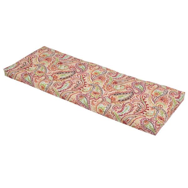 Unbranded 46.5 in. x 17.5 in. x 3 in. Chili Paisley Outdoor Bench Cushion