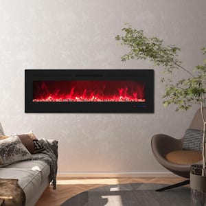 60 in. W Wall-Mounted/Inserted Electric Fireplace in Black