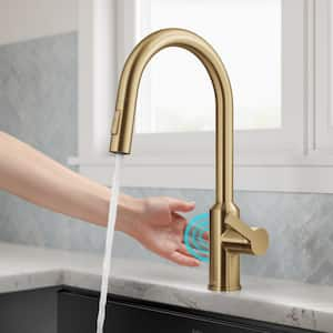 Oletto Touchless Sensor Single-Handle Pull Down Sprayer Kitchen Faucet in Brushed Brass