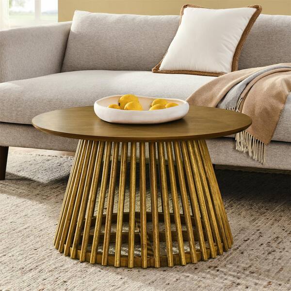 AndMakers 31.5 in. Brown Round Wood Coffee Table