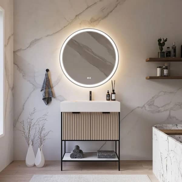 24.1 in. W x 24.1 in. H Classic Round Frameless Wall Mount Bathroom Vanity Mirror Wall Mirror