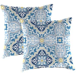 16 in. L x 16 in. W x 4 in. T Outdoor Throw Pillow in Rave Sky (2-Pack)