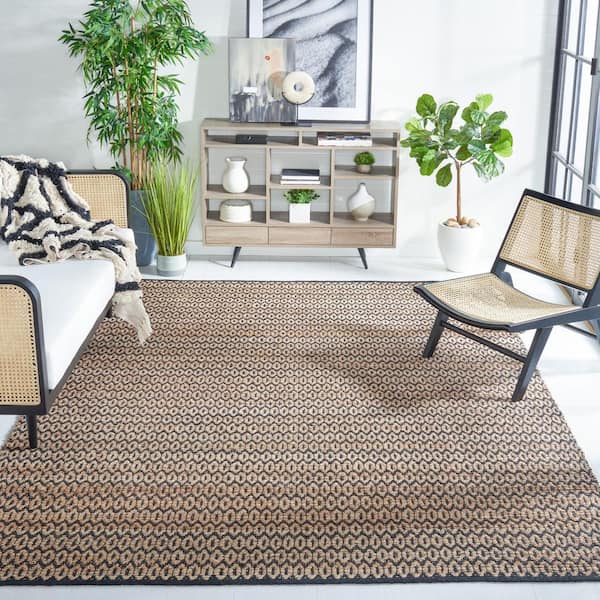 Natural Fiber 10 ft. x 14 ft. Natural/Black Geometric Area Rug