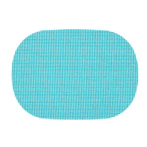 Fishnet 17 in. x 12 in. Teal PVC Covered Jute Oval Placemat (Set of 6)