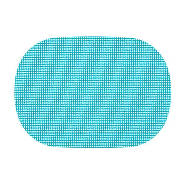 Kraftware Fishnet 17 in. x 12 in. Teal PVC Covered Jute Oval Placemat ...