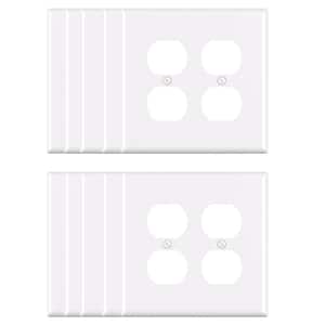 2 Gang Midsize Duplex Outlet Wall Plate, White (10-Pack)