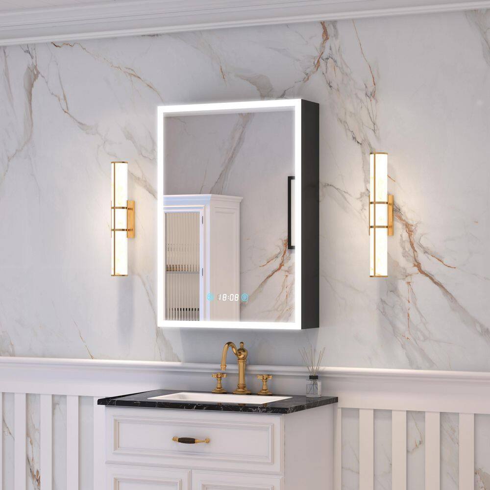 20 in. W x 28 in. H Rectangular Aluminum Flowing LED Light Medicine Cabinet with Mirror, Adjustable Shelves, Left Hinge price history on PriceWatchPro