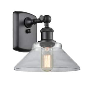 Orwell 8.38 in. 1-Light Matte Black Wall Sconce with Clear Glass Shade