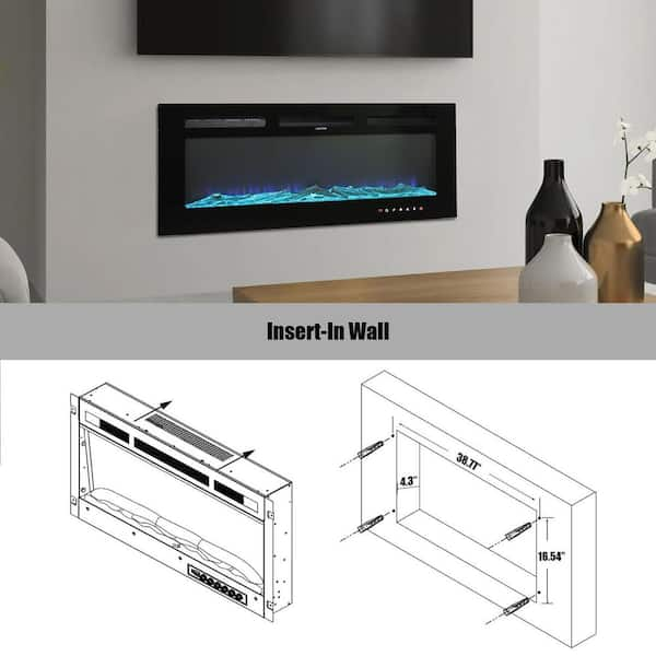 Clihome 42-72 Wall-Mounted w/ RC (1500W) Electric Fireplace - 50 in.