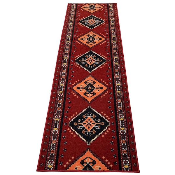Southwestern Burgundy 31 in. W x 15 ft. L RunnerRug/Stair Runner 39 sq. ft.