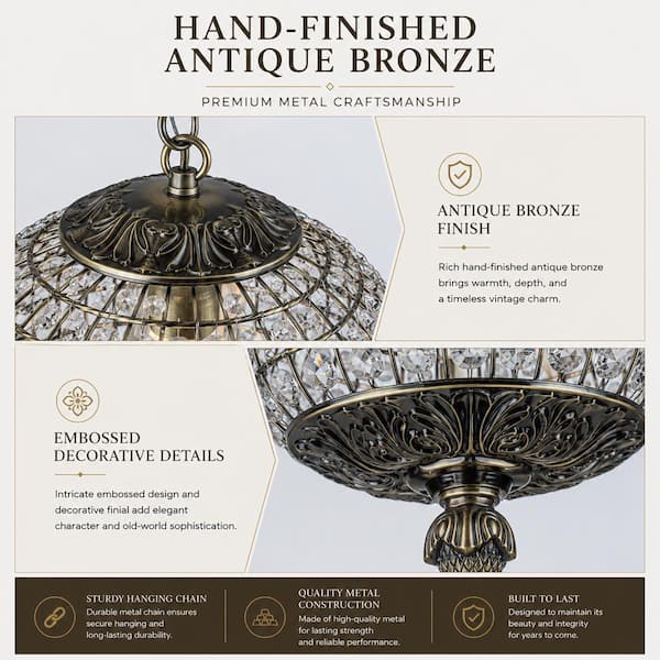 ALOA DECOR 5-Lights 20 in. W Vintage Crystal Chandelier with