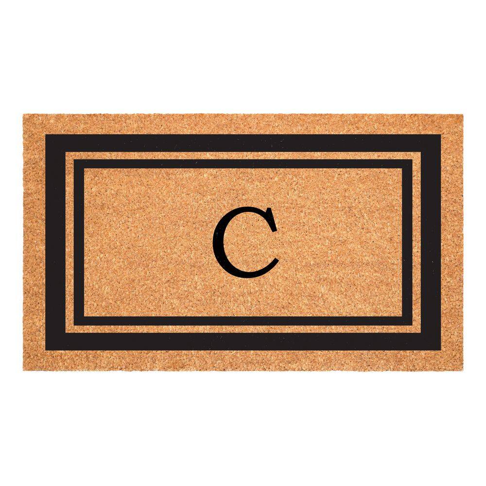 Calloway Mills Black Border Monogram Door Mat 18 in. x 30 in. (Letter C) 152961830C - The Home Depot