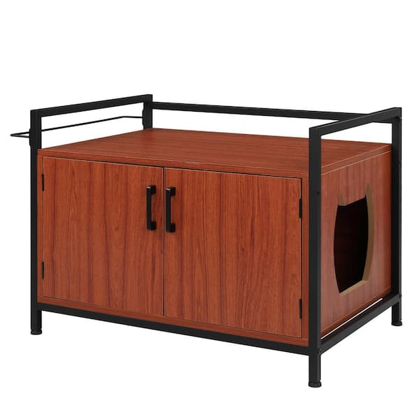 Foobrues Litter Box Enclosure Multi-Functional 2-Doors Pet Cat House