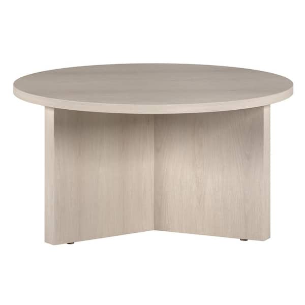 Meyer&Cross Anders 32 in. Alder White Round MDF Top Coffee Table