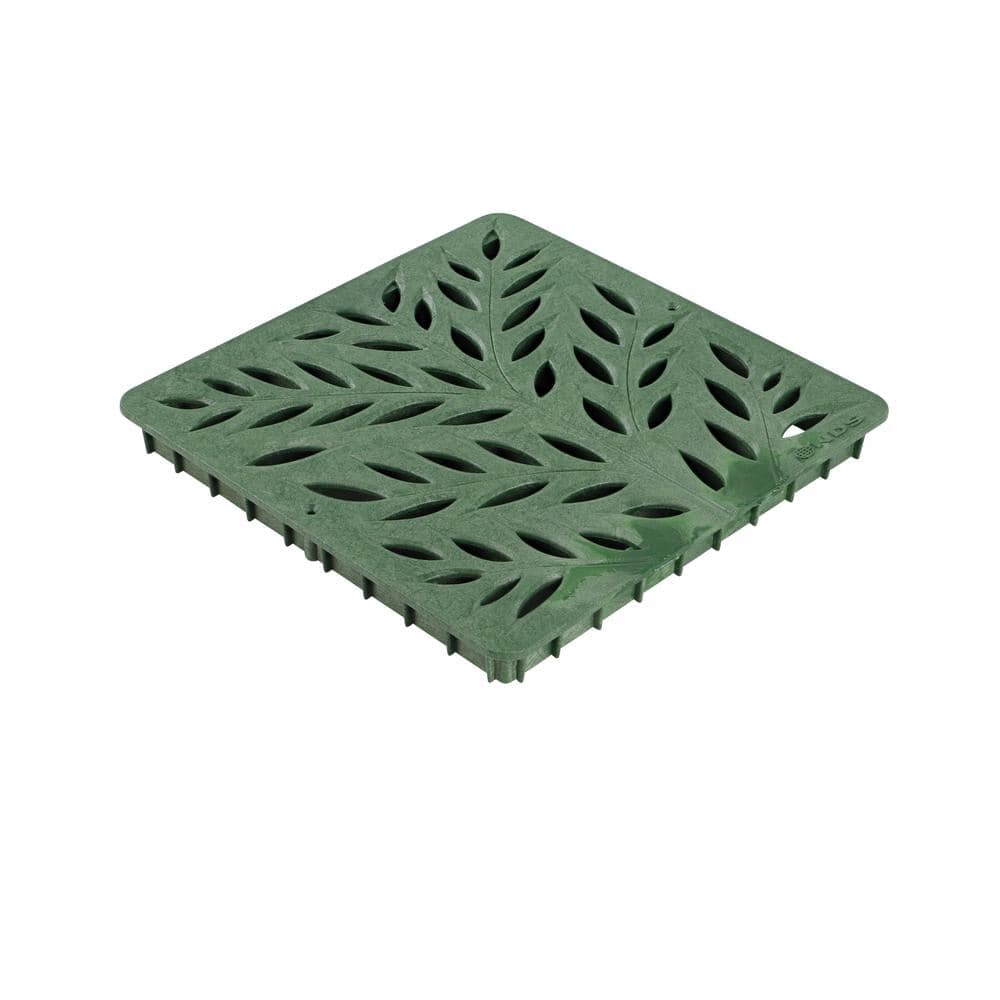 NDS 12 in. Square Catch Basin Drain Grate, Decorative Botanical Design