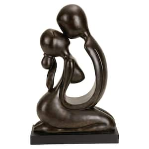 6 in. x 23 in. Brown Polystone Kissing People Sculpture