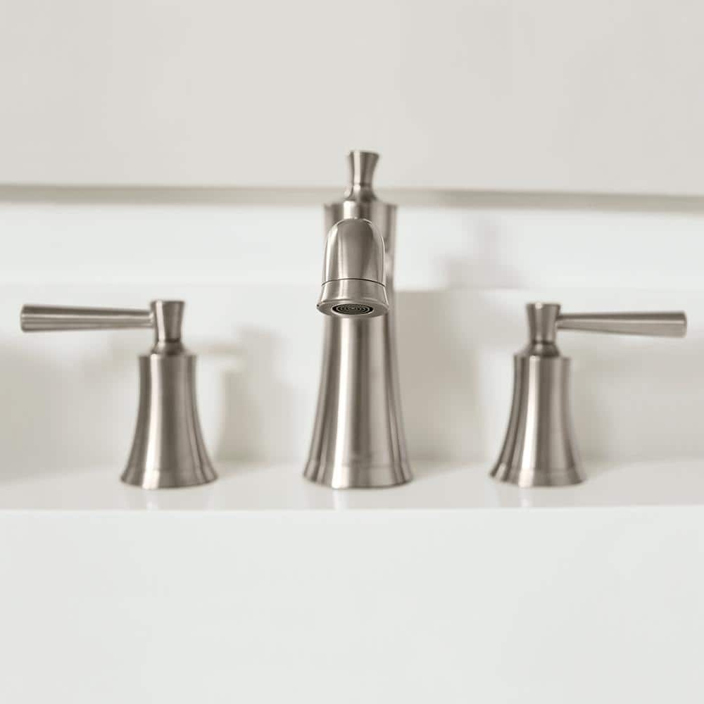 Joleena Brushed Nickel Widespread Bathroom Faucet with Drain
