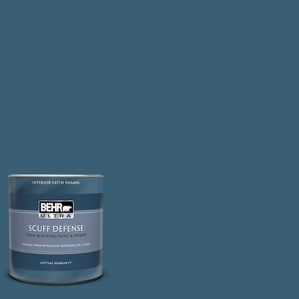 BEHR ULTRA 1 qt. #S490-7 Superior Blue Extra Durable Satin Enamel Interior Paint & Primer