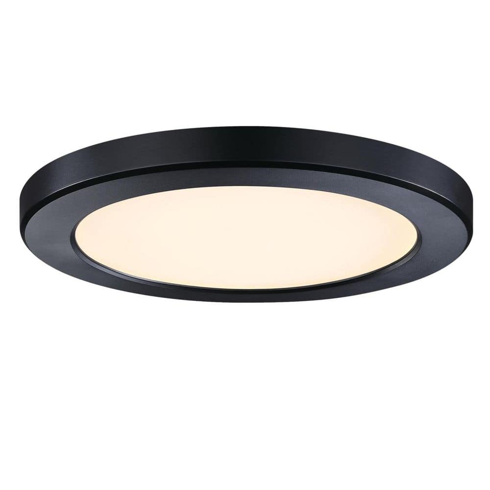 9-in. Contemporary Round Matte Black Selectable Dimmable Integrated LED Indoor/Outdoor Flush Mount price history on PriceWatchPro