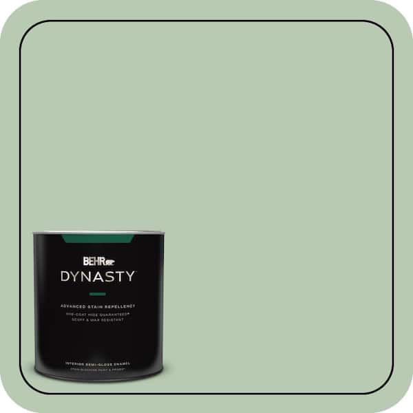 BEHR DYNASTY 1 qt. #S400-3 Healing Aloe One-Coat Hide Semi-Gloss Enamel Interior Stain-Blocking Paint & Primer