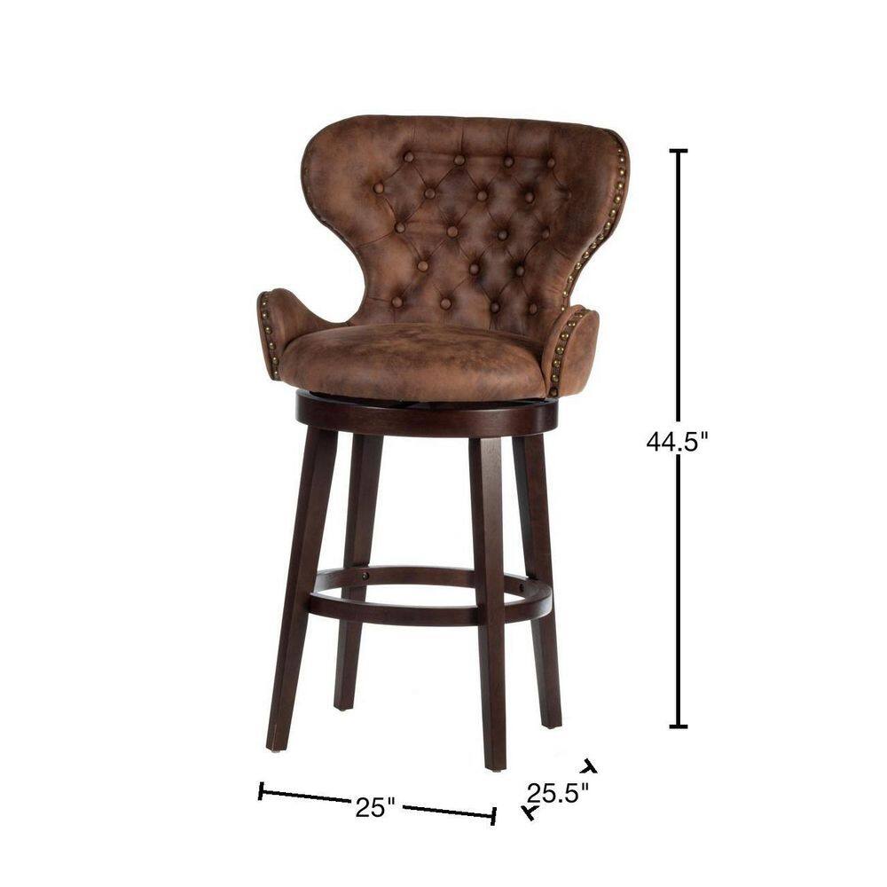 Mid-City 26" Brown Faux Leather Swivel Counter Stool