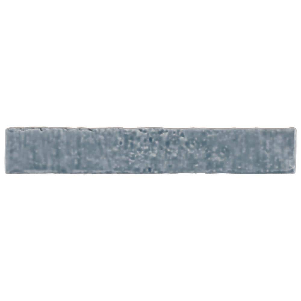 River Blue Glossy Ceramic Subway Wall Tile, 2-in x 9-in